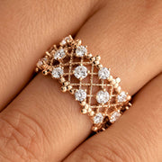 1.62 CT ROUND SHAPED MOISSANITE ART DECO WEDDING BAND Mapple Gems